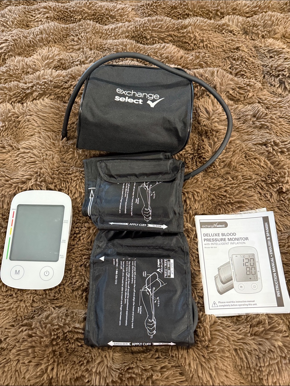 EXCHANGE Select black and white Deluxe Blood Pressure Monitor with Dual Cuffs